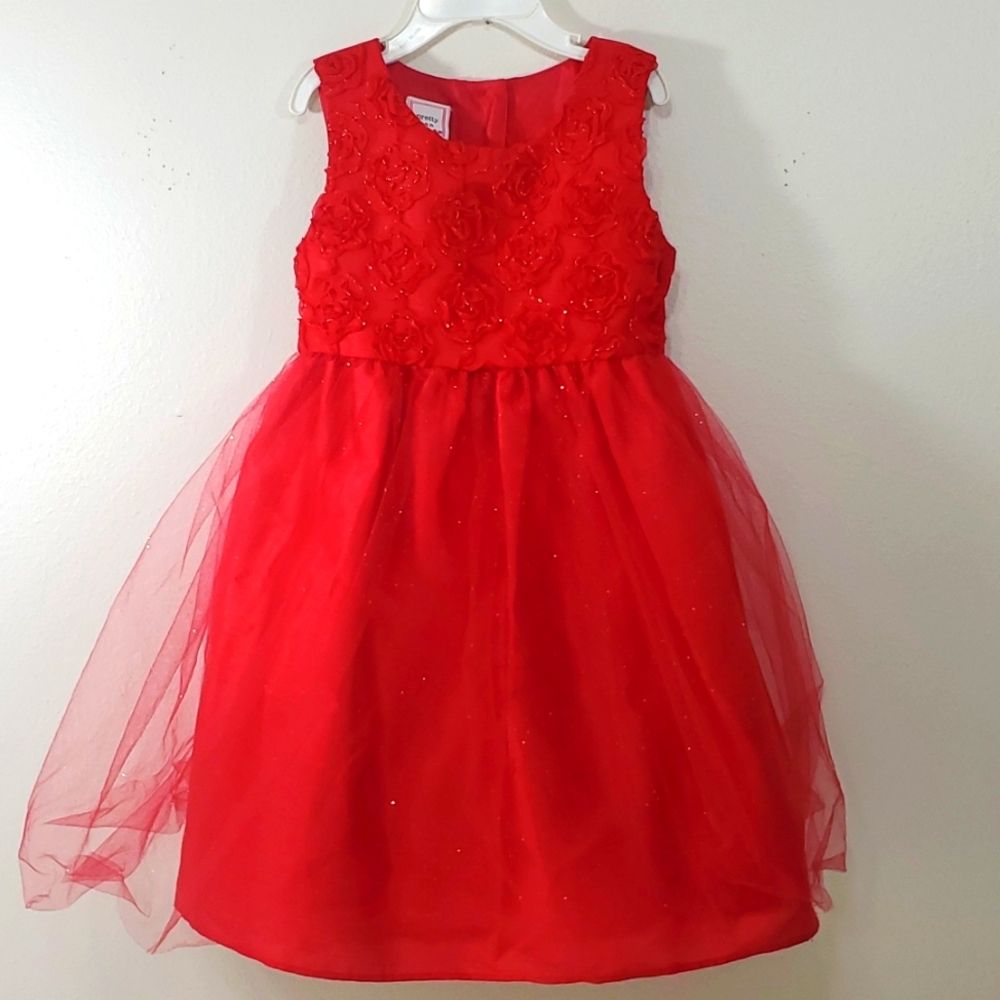 Pretty as a picture red dress with gold glitter Size 4T